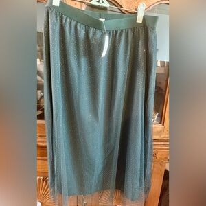 J. Crew Green Skirt with delicate gold mini shimmering dots